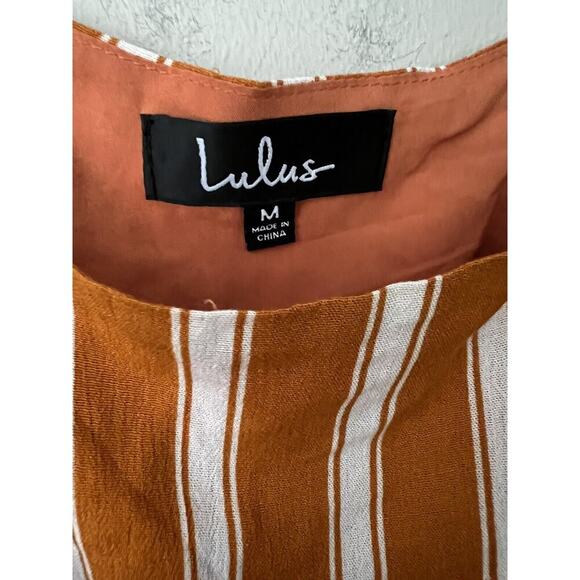 Lulus Jumpsuits Womens Medium In The Sunshine Striped Culotte Lined Rust White - Picture 5 of 10